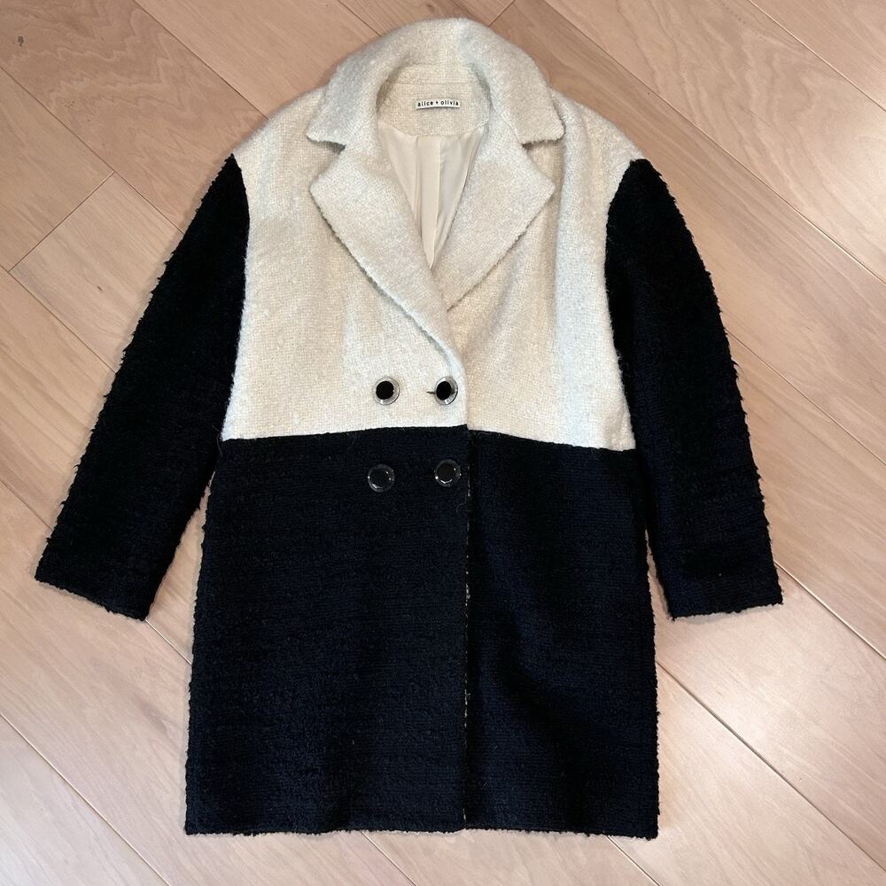 Alice & Olivia Peacoat Double Breasted Tweed Style Jacket Women’s Medium